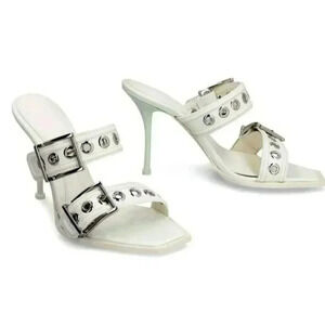 Alexander McQueen Punk Buckle White Leather Sandals Size 36 & 37 **Please Read**